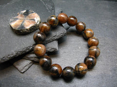 Andalusite Chiastolite Genuine Bracelet ~ 7 Inches ~ 14mm Round Beads
