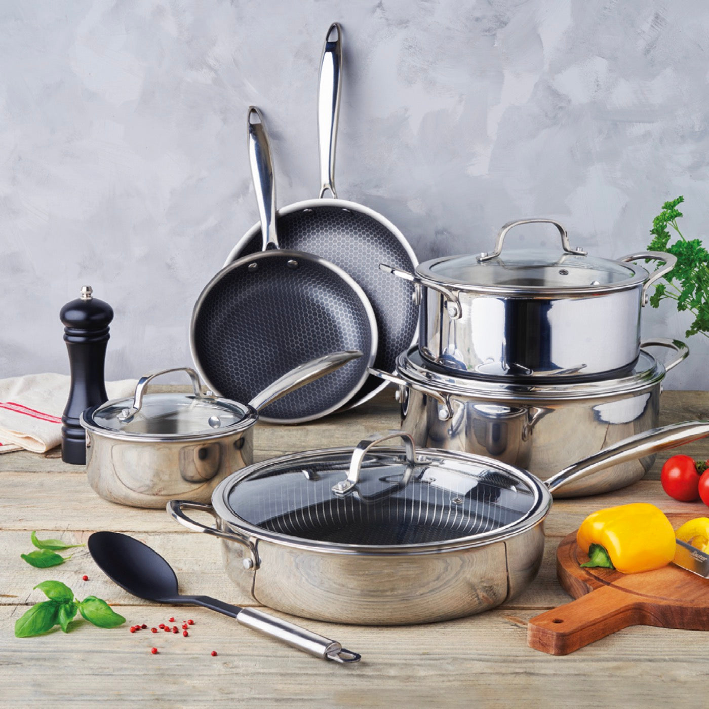 Triply 6-Piece Cookware Set - Multinox Pro Ceramic - Silver