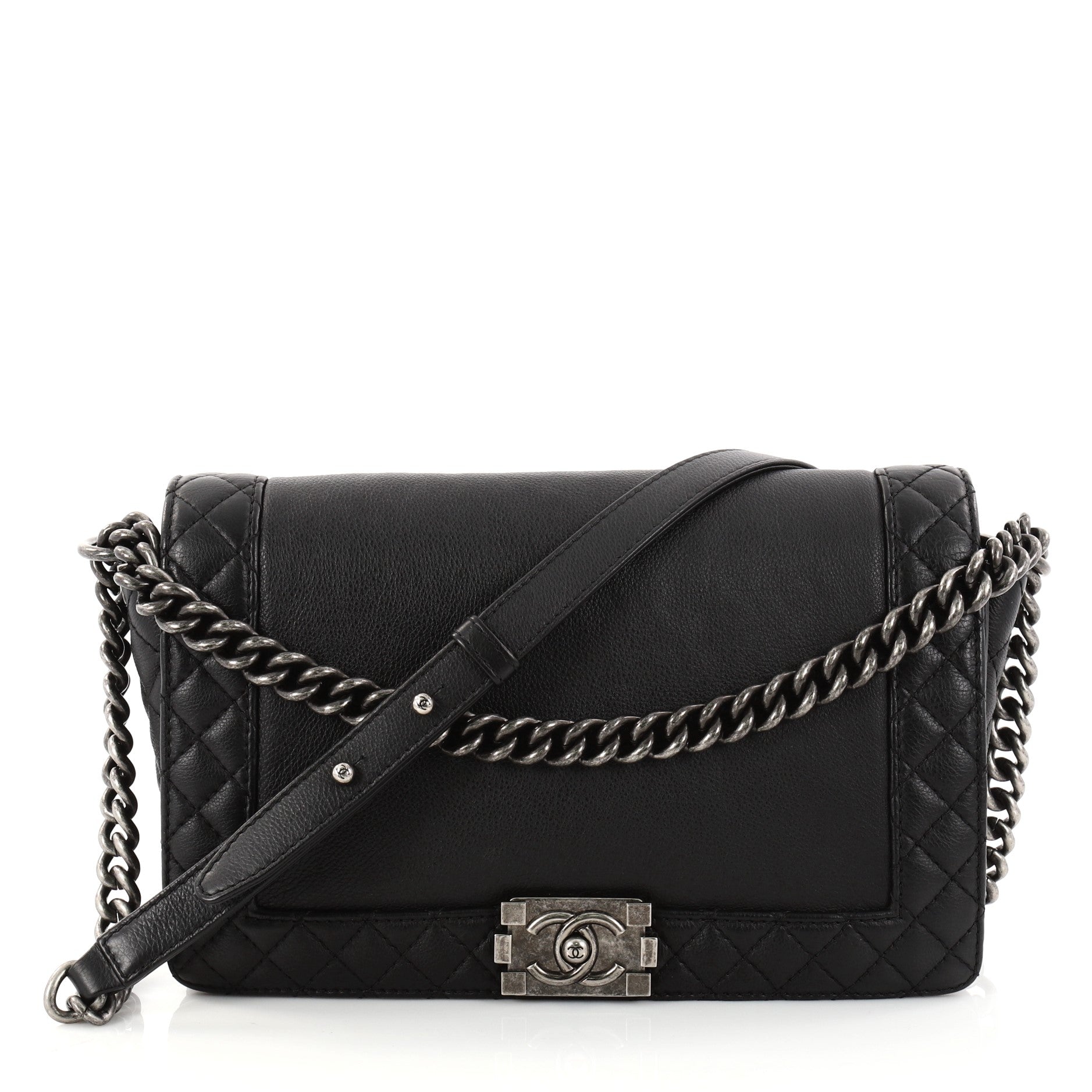 Chanel Reverso Boy Flap Bag Calfskin New Medium Black 2792310