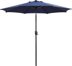 Sun-Ray 9' Round Patio Umbrella with Push-Button Tilt and Hand Crank Lift System, Market Umbrella for Porch, Deck, and Patio