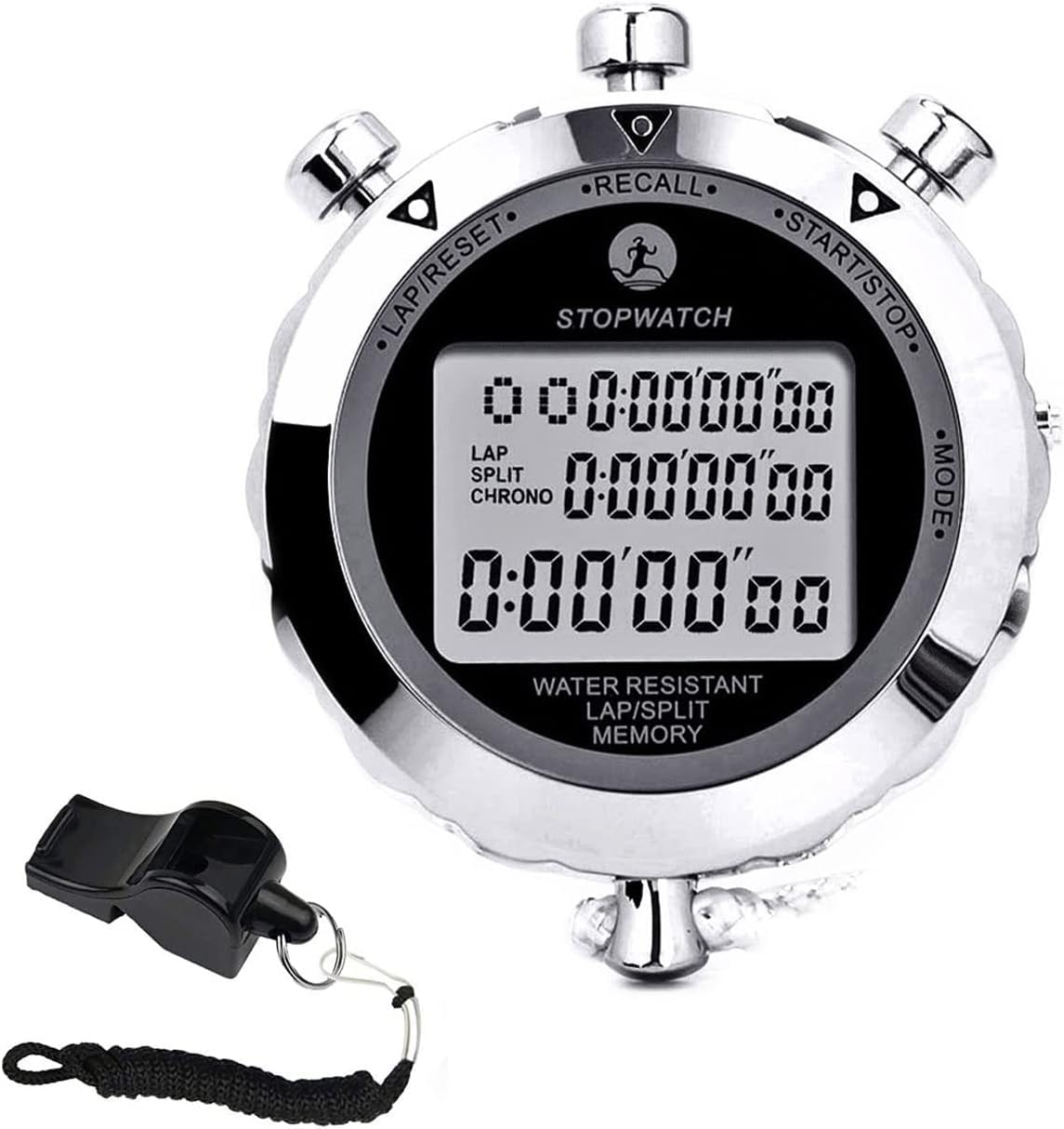 Digital Stopwatch Timer Stop Watch Stopwatch for Sports Competition 100 Lap Metal