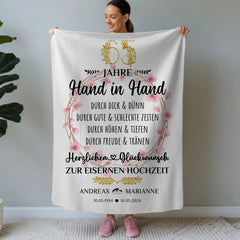 Personalisierte Decke Geschenk zum 65 Hochzeitstag Eiserne Hochzeit