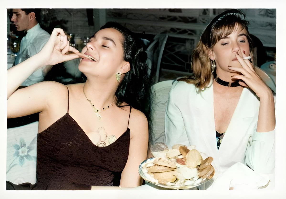 Me and my bestie at our prom in 1988, yes those are cookies is my cleavage and yes she is smoking. : r/OldSchoolCool