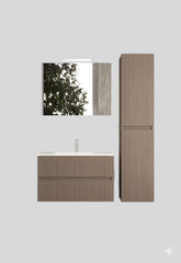 Mobile da Bagno Sospeso con Lavabo 100 cm e Specchio Urano Light Tortora