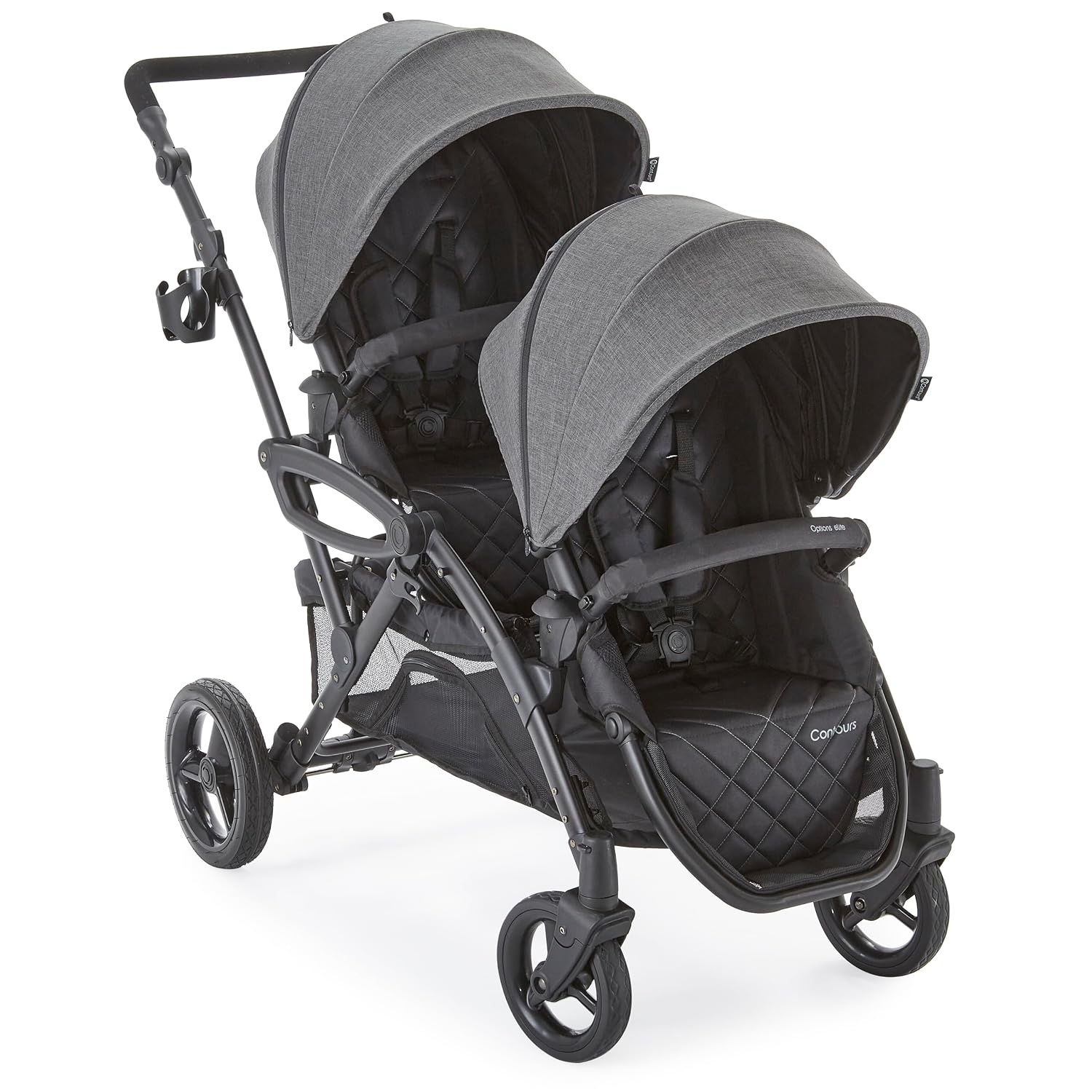 Contours Options Elite V2 Convertible Modular Tandem Double Baby & Toddler Stroller with Reversible Spacious Easy-Lift Seats, Infant Car Seat Compatibility, Sturdy and Convenient Standing Fold, Gray