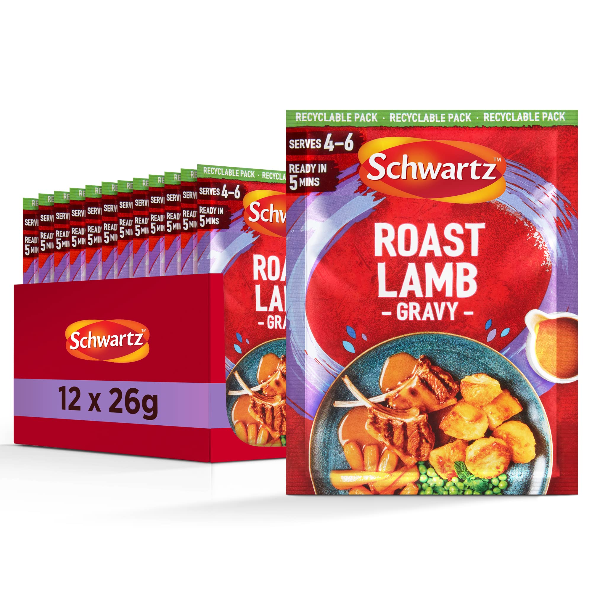 Schwartz - Roast Lamb Gravy Mix 26g | Pack of 12 | Rich & Smooth | Serves 4-6