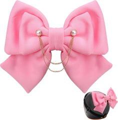Motorcycle Helmet Bow for Women Girl, Fabric Bow for Helmet, Cute Large Fashion Bow Hair Patches Helmet Accessories, Decorations para Cascos De Motos Accesorios Fitted for Ski Bike (Pink)