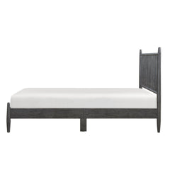 English Elm Mid-Century Queen Platform Bed with Vertical Slat Headboard, Low-Profile Wooden Frame, No Box Spring Needed Gray 60.25 L x 25 W x 6 H B011P211339