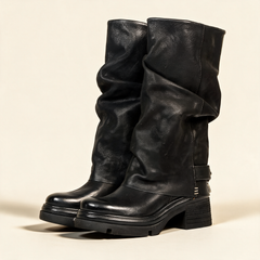 A.S.98 SERENA Black tall boots, pair three-quarter view #color_black