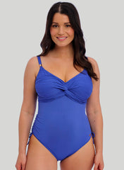Fantasie Swimwear: Beach Waves Underwired Twist Front One Piece With Adjustable Leg Ultramarine