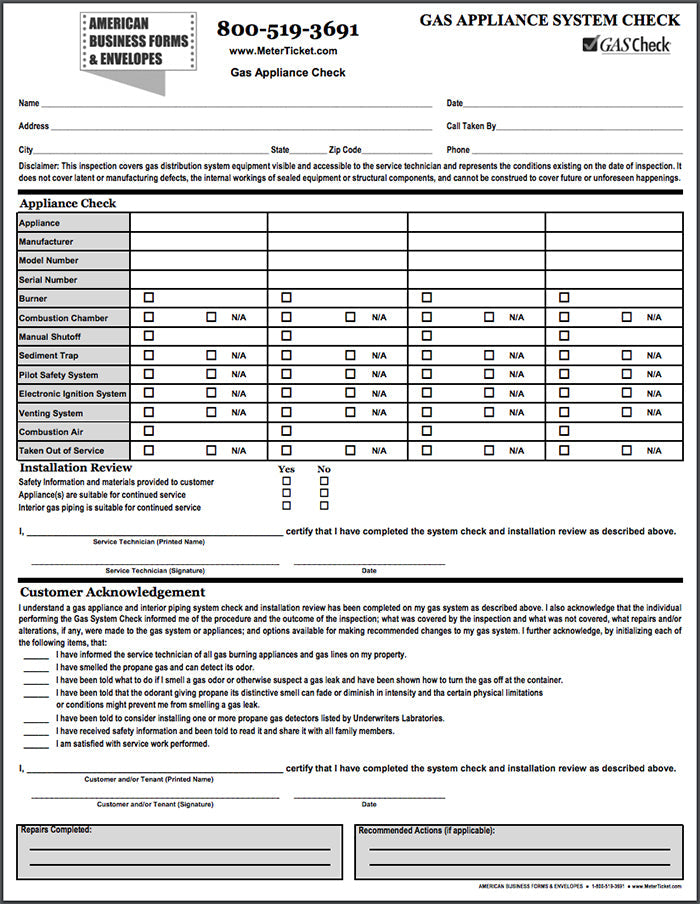 Gas Check Form - #4