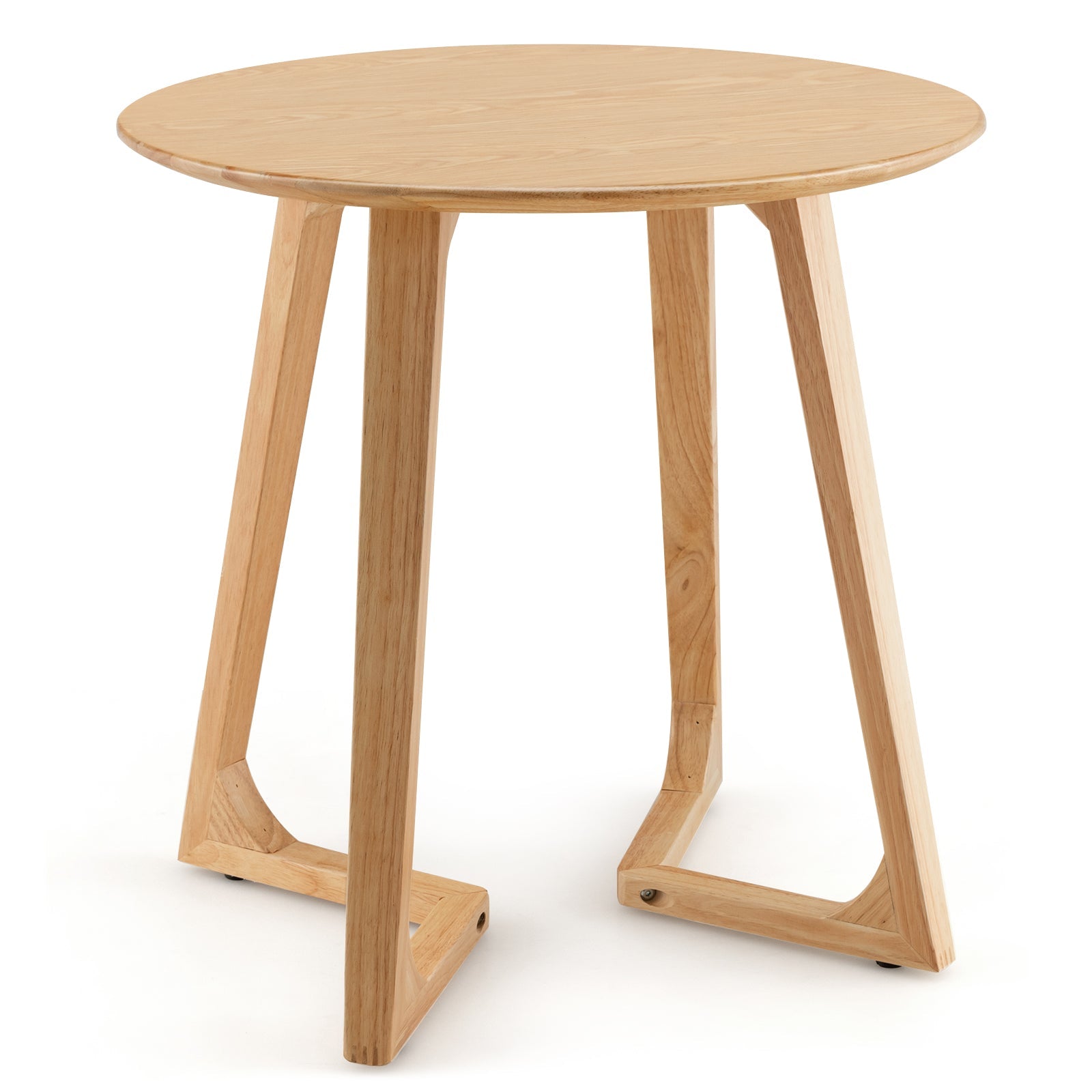 24" Round Coffee Table with V-shaped Legs for Lamps-Natural