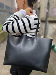 Saint Laurent Black Leather Shopper Tote