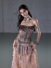 Patchwork Lace Satin Short Corset【s0000016204】