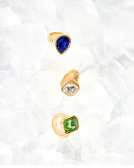 3 pack multi coloured gem stone rings M/L