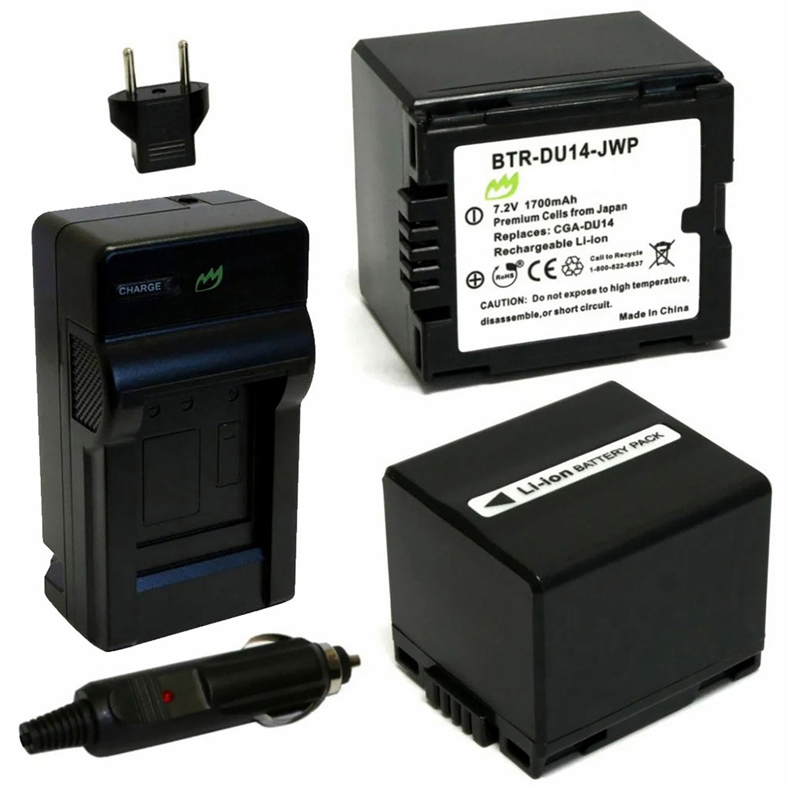 Panasonic NV-GS85 Battery 2-Pack 1700mAh Charger