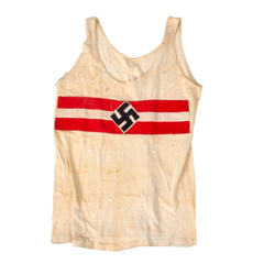 Original German WWII HJ & DJ M35 Sports Shirt with Attached Insignia and Maker Label - Deutsches Jungvolk Original Items