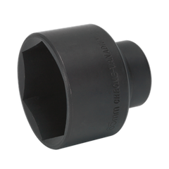 The Sealey Impact Socket 65mm Thin Wall 3/4"Sq Drive - SX015 is a black, cylindrical tool made of Chrome Vanadium steel, ideal for tightening or loosening nuts and bolts. This impact grade socket is part of the Premier Hand Tools collection.
