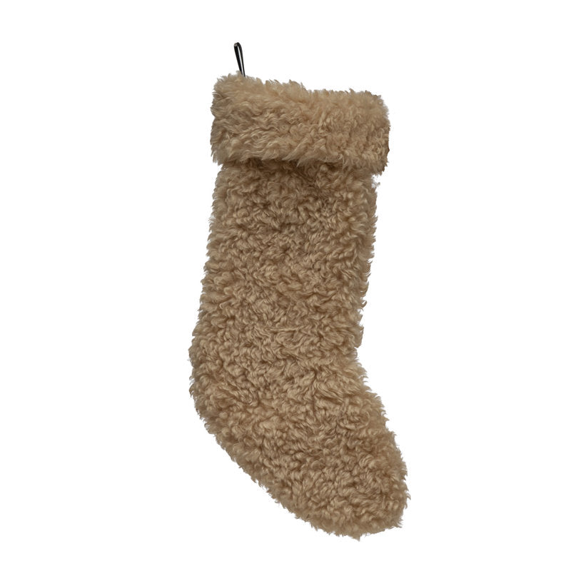 Cream Sherpa Fabric Stocking (Set of 2)