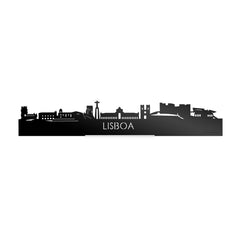 Standing Skyline Lisboa Zwart glanzend gerecycled kunststof cadeau decoratie relatiegeschenk van WoodWideCities