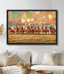Tableau Baroud Majestic - cavalerie marocaine charge equestre Massinart