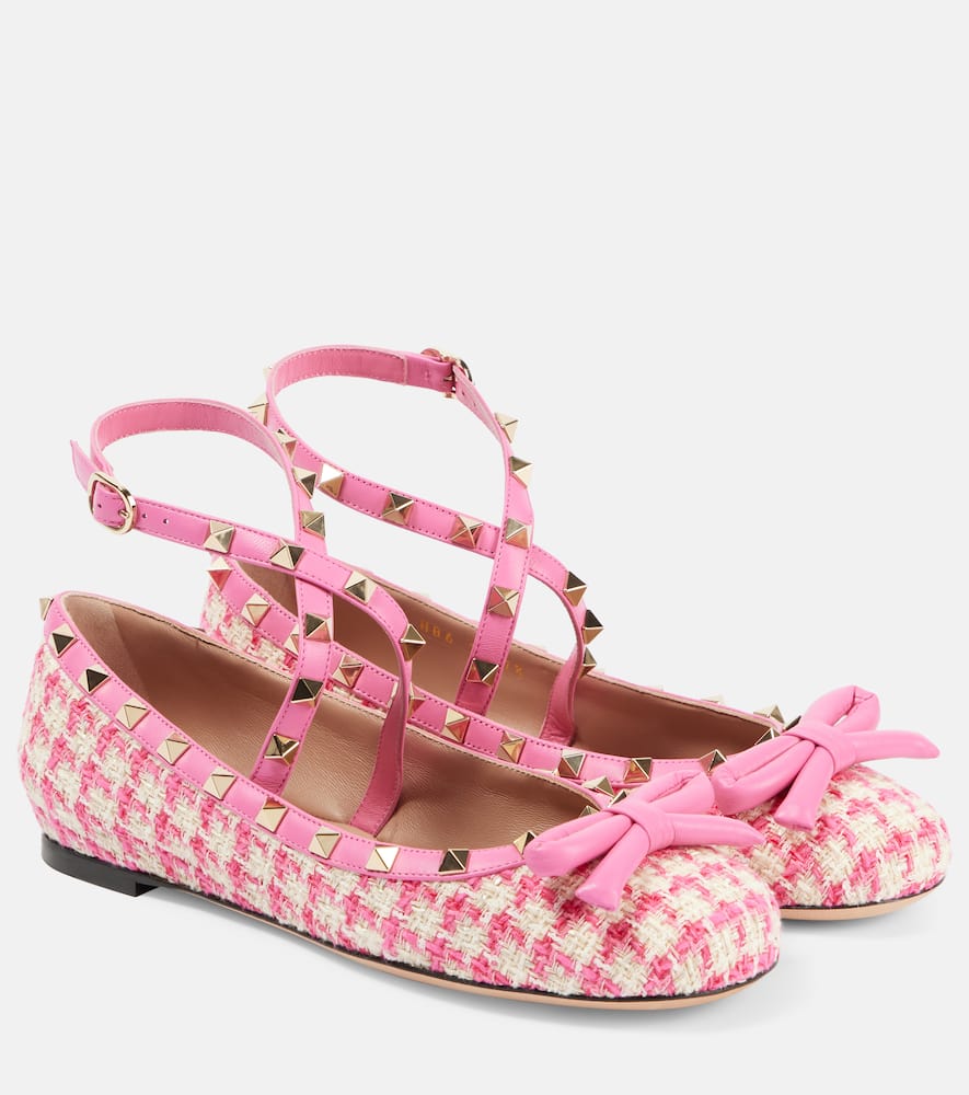 Valentino Garavani Rockstud tweed ballet flats