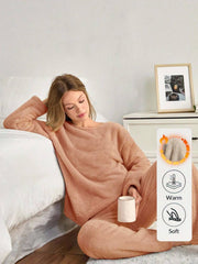 KOTTY Women Night Suit Set Brown Solid