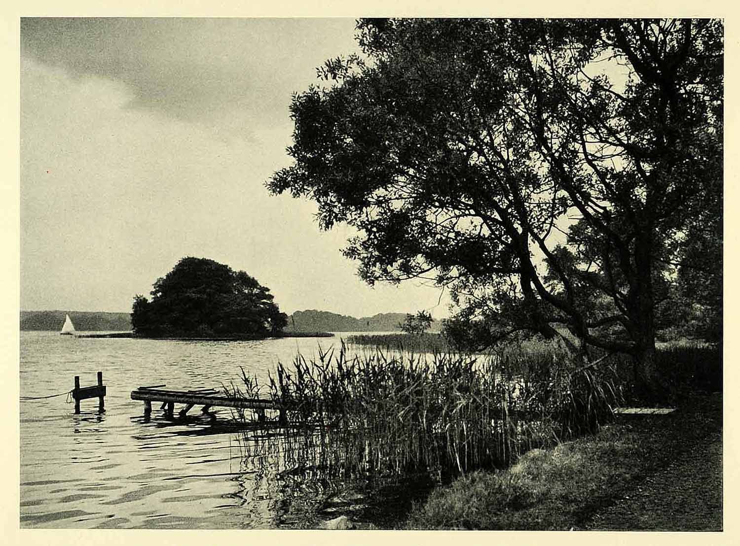 1949 Print Soro Lake Denmark Berhnard S. Ingemann Danish Poet Island XGH9