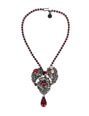 Yves Saint Laurent Vintage Haute Couture Coeur de Saint Laurent / Coeur Fetiche Crystal Heart Pendant Necklace