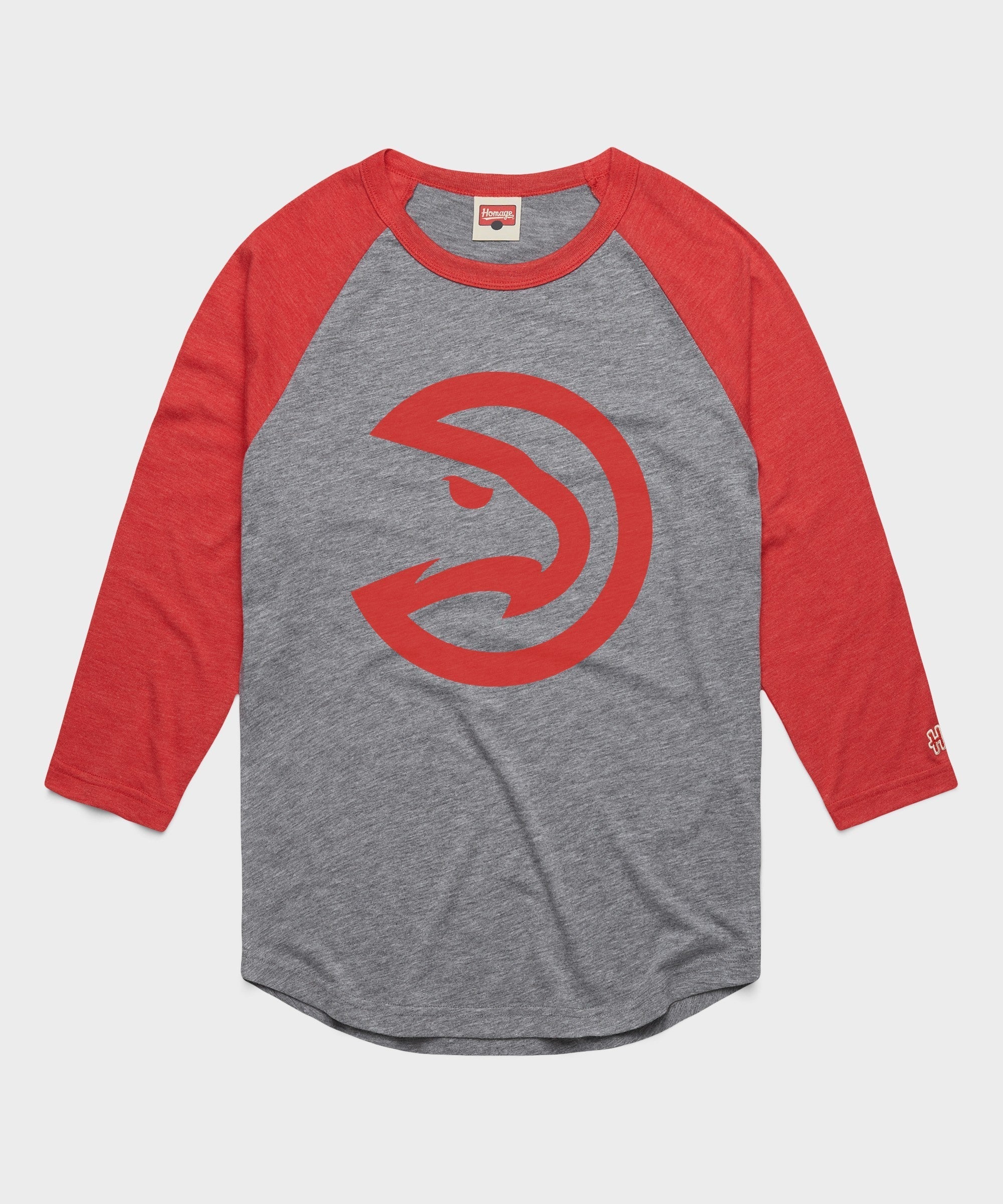 atlanta hawks logo raglan::Grey/Red