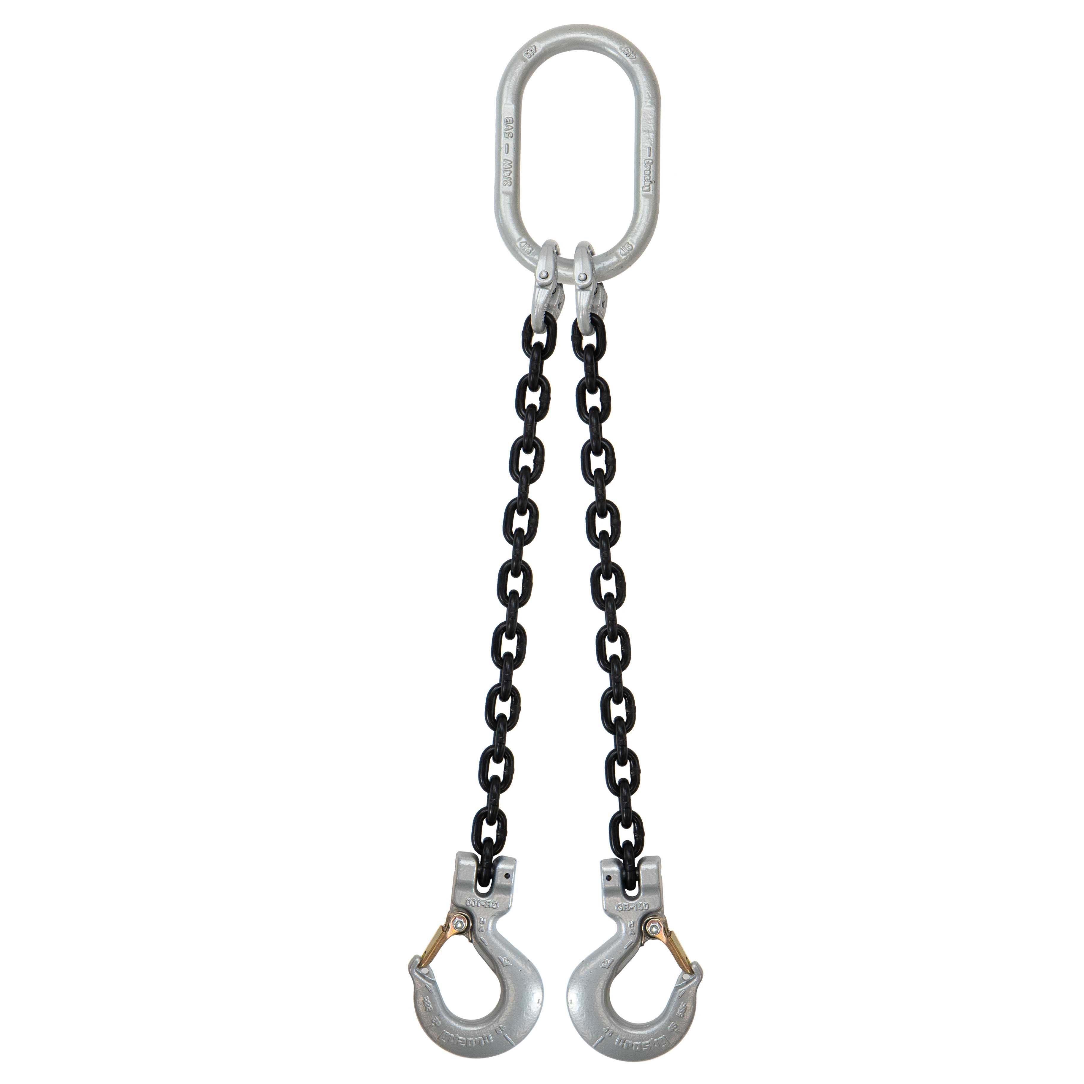3/4" x 20' Domestic 2 Leg Chain Sling with Crosby Sling Hooks - Grade 100