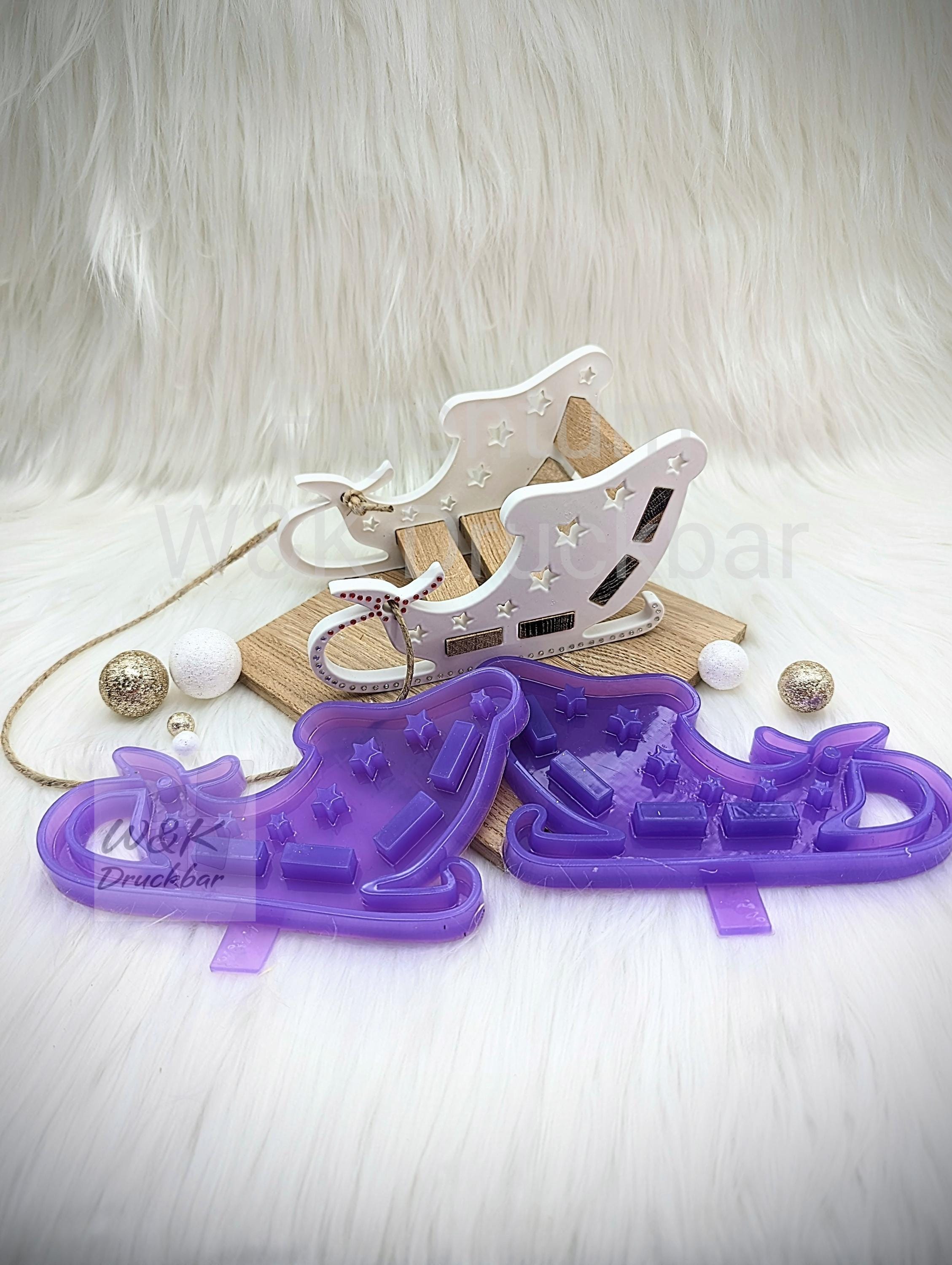 Gießform XL Schlitten / Weihnachtsschlitten / Miniatur / passend für Klötzchen / Raysin
