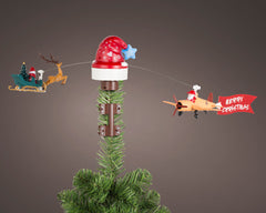 Lumineo Light Up Santa Hat and Sleigh Tree Topper with Music and Motion