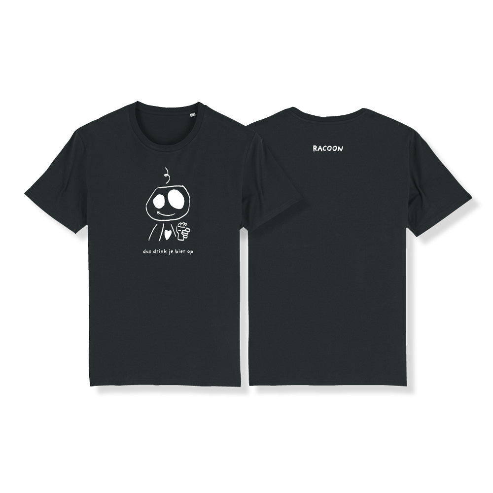Racoon | Dus drink je bier op - T-shirt Zwart