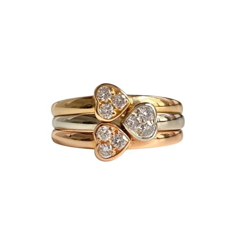 VAN CLEEF & ARPELS Bague trois cœurs en or trois couleurs 18k - Castafiore