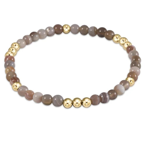 E Newton Worthy Pattern 4mm Bead Bracelet (Botswana Agate)