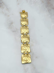 Matt vergoldetes Vintage Armband mit quadratischen Spiral-Gliedern