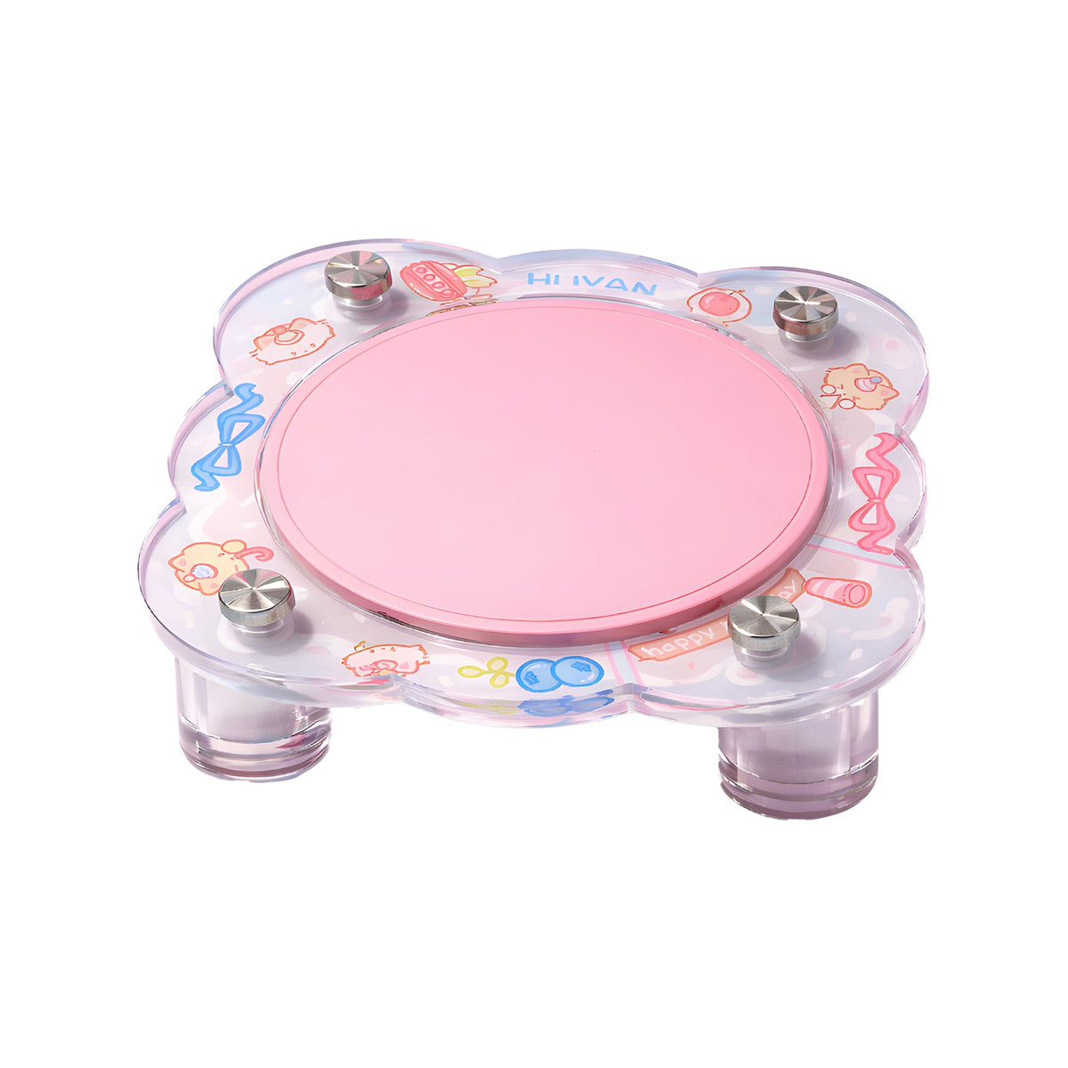 HuYan🐱🐶Petal Acrylic Bowl Stand & Silicone Anti-Slip Pads - Birthday Cake