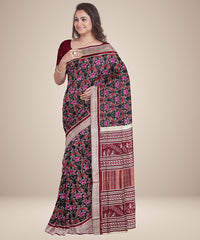 Black multicolour silk handwoven sambalpuri saree