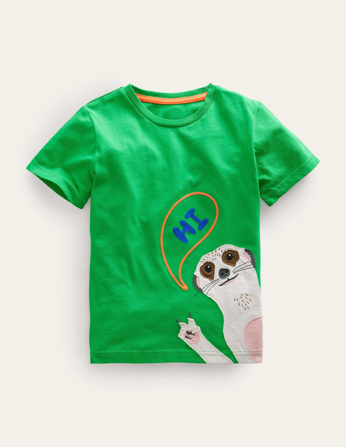 T-Shirt mit Motiv vorn und hinten-Hellgrün, Erdmännchen