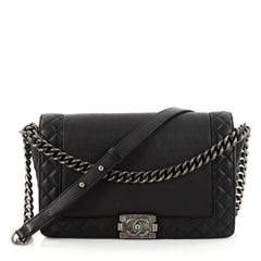 Chanel Reverso Boy Flap Bag Calfskin New Medium Black 2792310