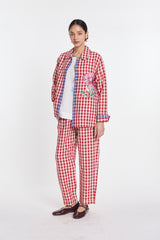 Gingham Check Elasticated Trousers