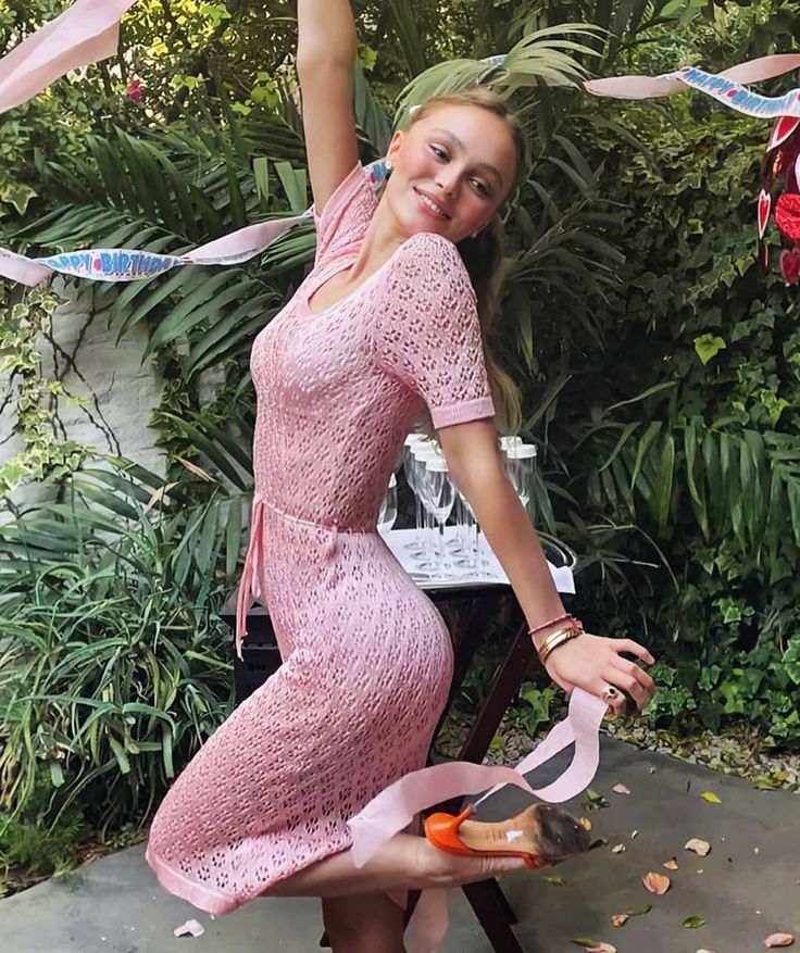 Lily on Instagram: “love her birthday dress 🧡🧚‍♀️🌺 #LilyRoseDepp”