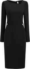 Hobemty Women's Funeral Wear to Work Dress Long Sleeve 2025 Pencil Dress for Women