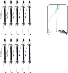 GRFIT Fishing Hooks 3-20pcs Automatic Fishing Hook Trigger Stainless Steel Spring Fishhook Bait Catch Ejection Catapult Fish Hooks (Color : 10pcs Black)