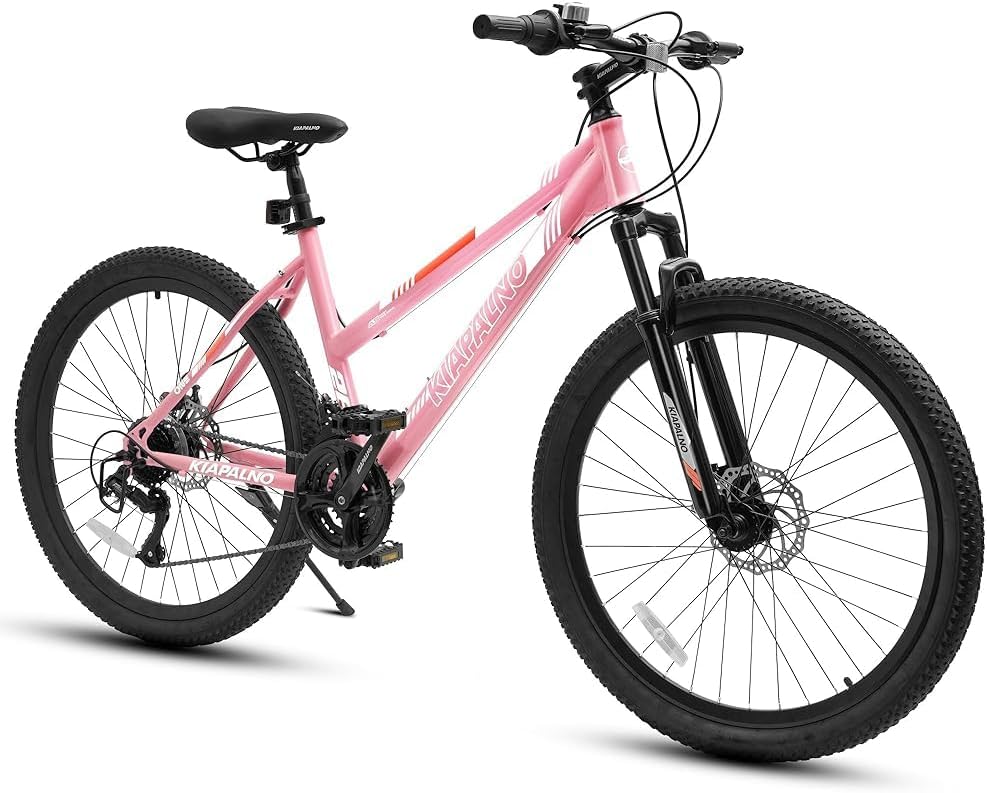 Ecarpat 24/26 Inch Mountain Bike for Women Girls, 21-Speed Mountain Bicycle with Disc/V-Brakes and Front Fork Suspension, Carbon Steel Frame MTB Bike