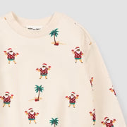 Miles the Label Hawaiian Santa Print on Birch Fleece Sweater