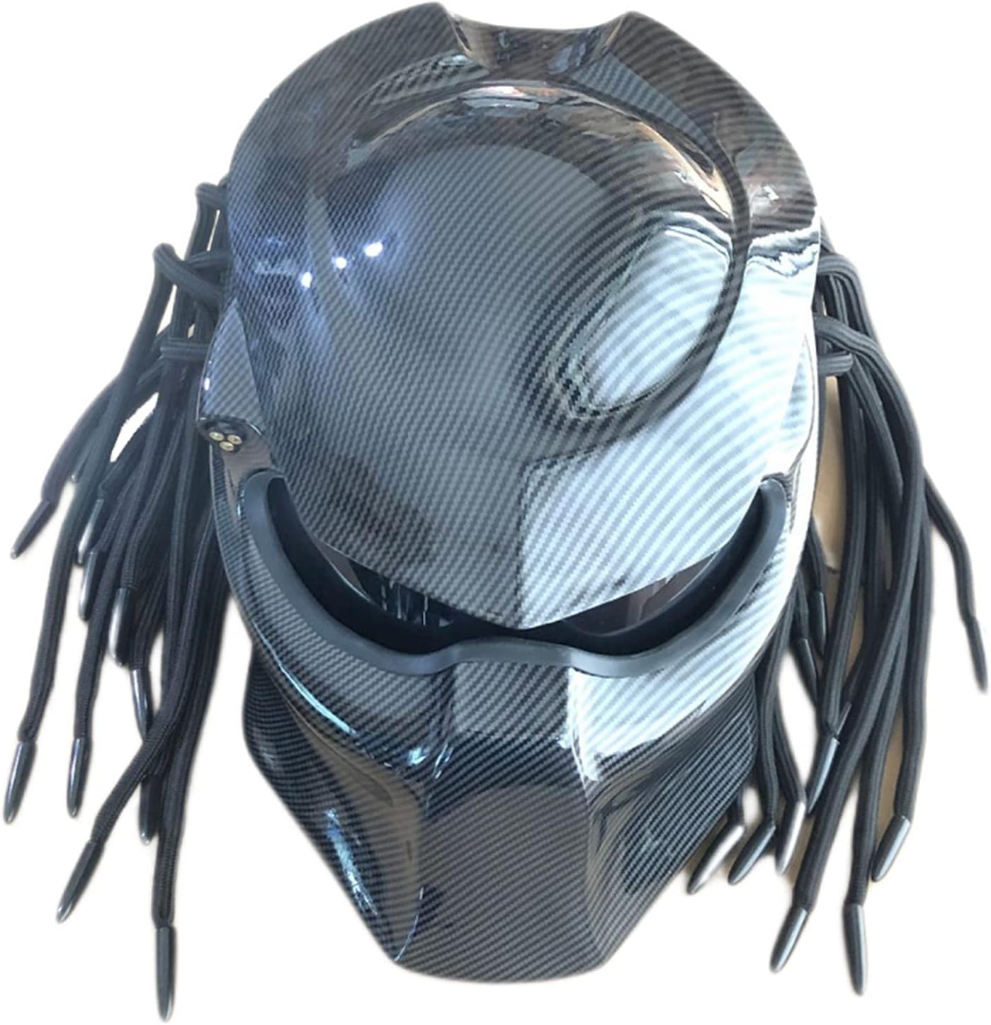 Predator Motorcycle Helmet Full Face Motorcycle Helmet Mask with Hair Braid and LED Light DOT Certified