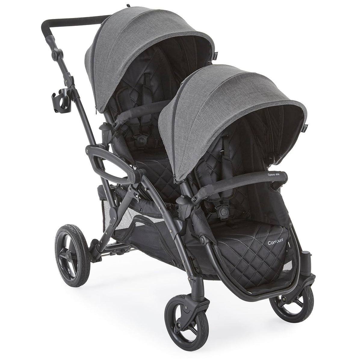 Contours Options Elite V2 Convertible Modular Tandem Double Baby & Toddler Stroller with Reversible Spacious Easy-Lift Seats, Infant Car Seat Compatibility, Sturdy and Convenient Standing Fold, Gray