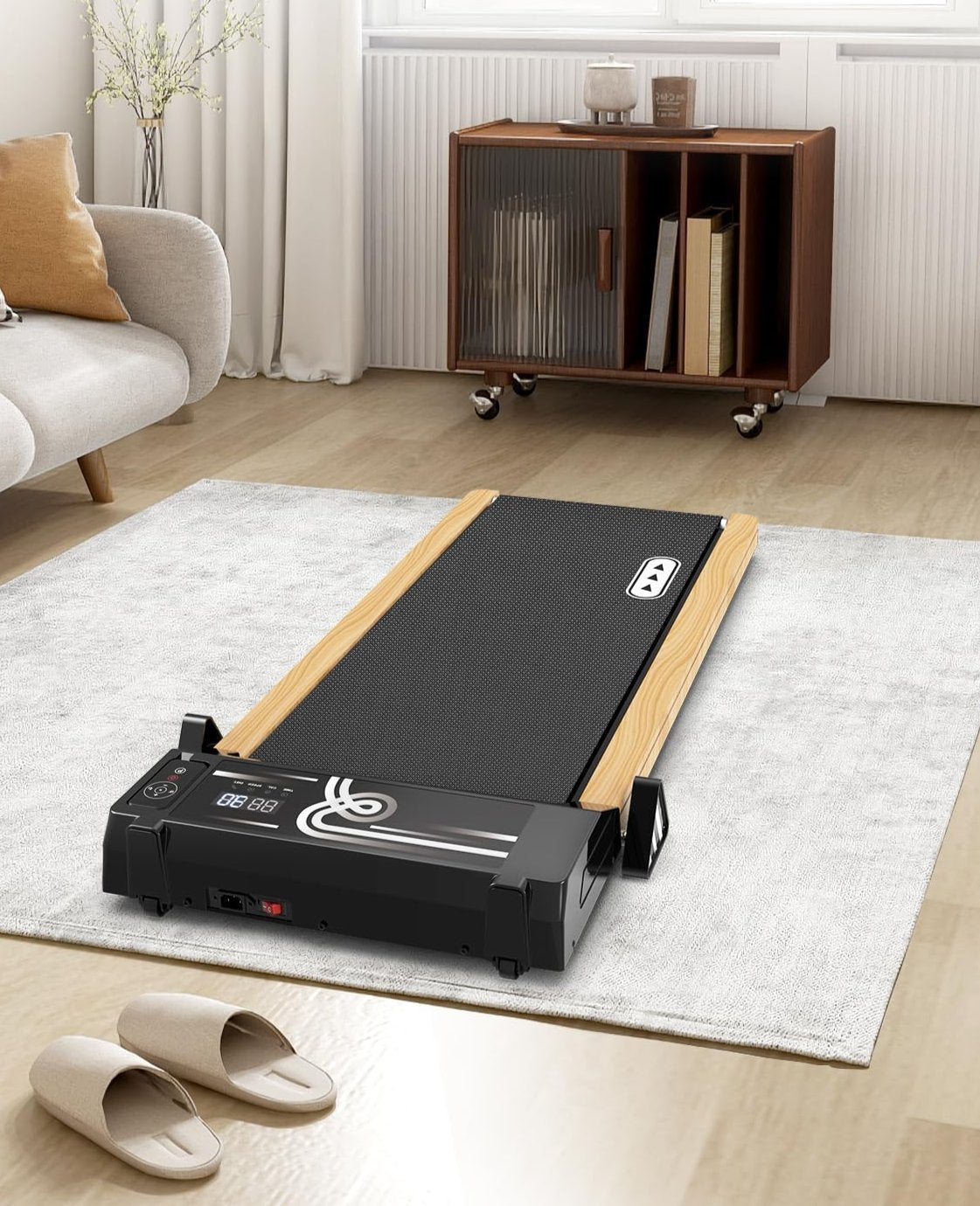 Redliro Walking Pad with Incline Wood - Under Desk Treadmills for Home - Portable Walking Pad Treadmill for Office, Max 265lb Weight Capacity Jogging Machine with Remote Control & LED Monitor.